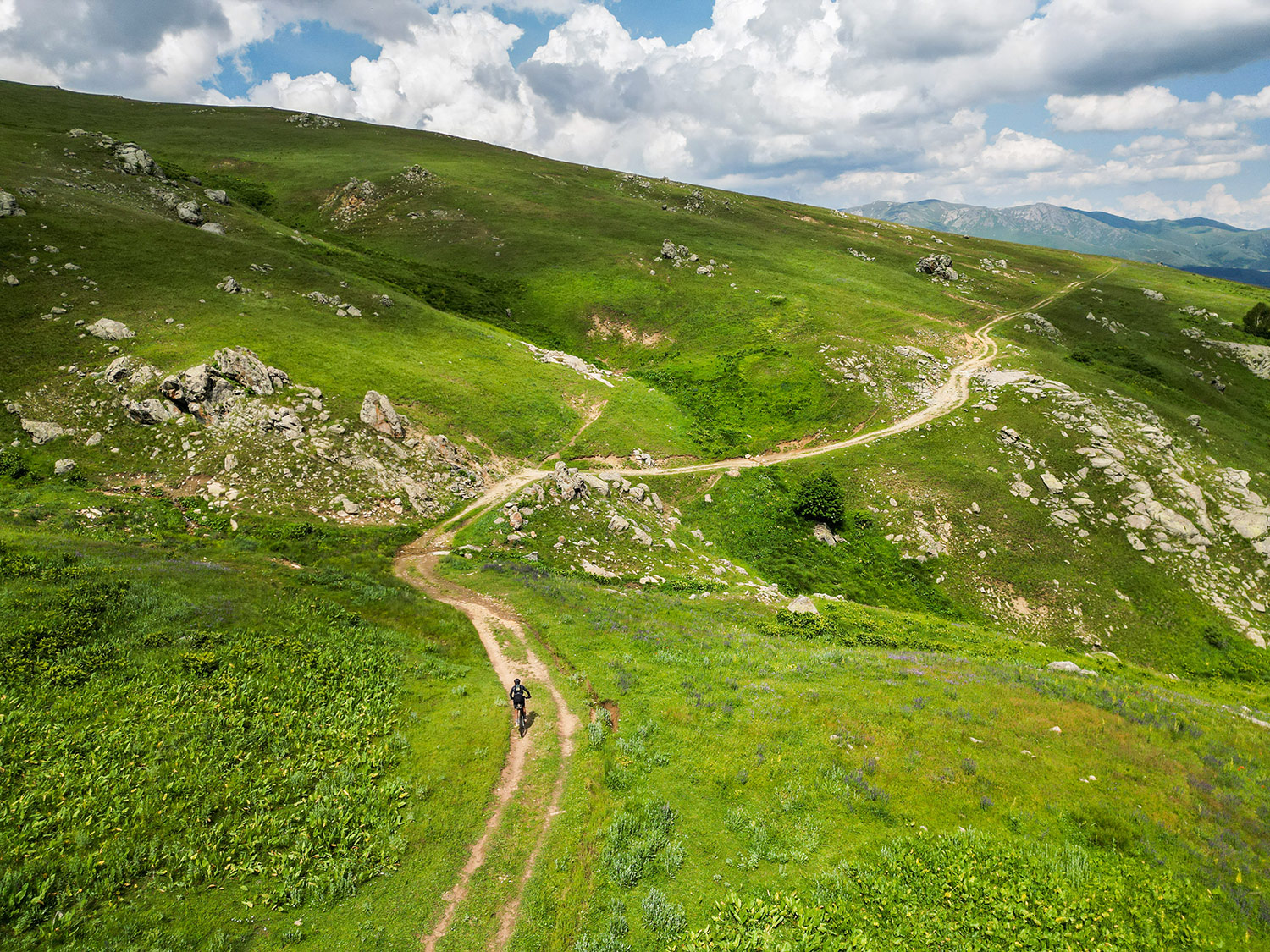Aerial view of the Ascend Armenia bikepacking race through the highlands