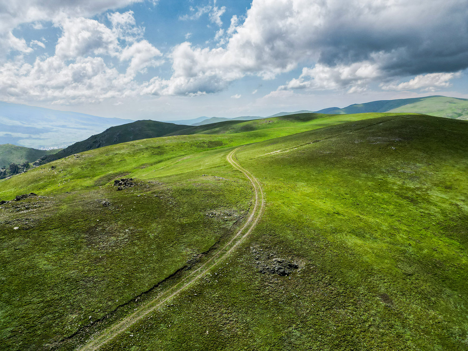 Remote Armenian valleys and cycling route from above