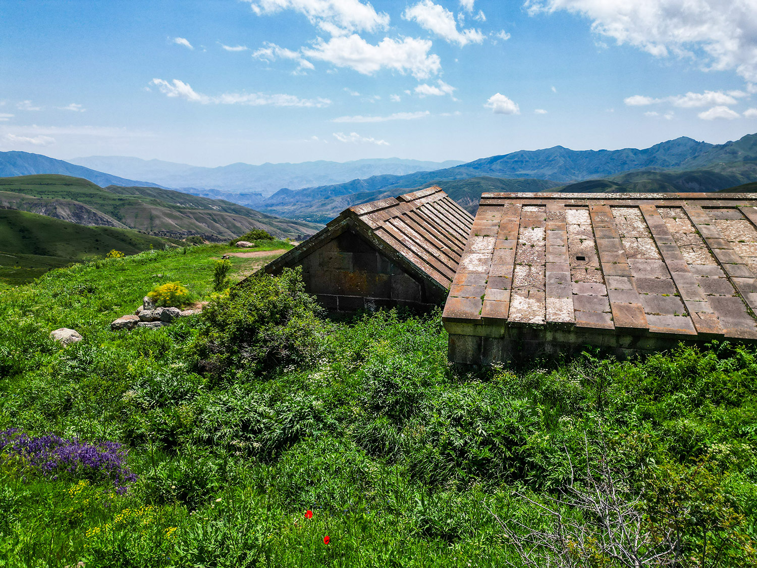 Cyclists navigating remote tracks through the Armenian countryside